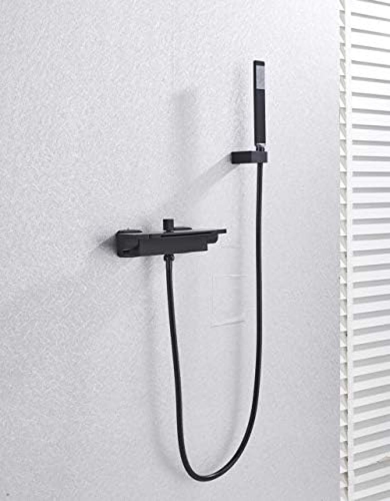 GLJTUO Bathroom Tub Faucet Single Handle Waterfall Spout Mixer Tap with Hand Shower Wall Mounted Bath Faucet Bathtub Faucet Water Mixer