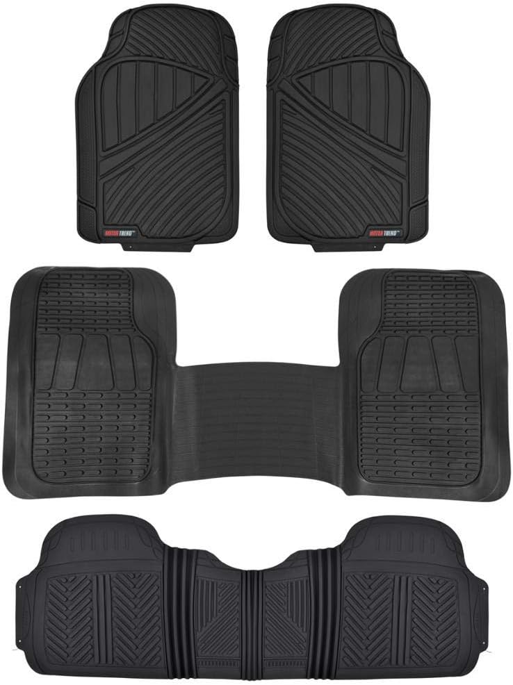 Motor Trend FlexTough 3-Row Heavy Duty Rubber Floor Mats & Liners Mega Truck/SUV