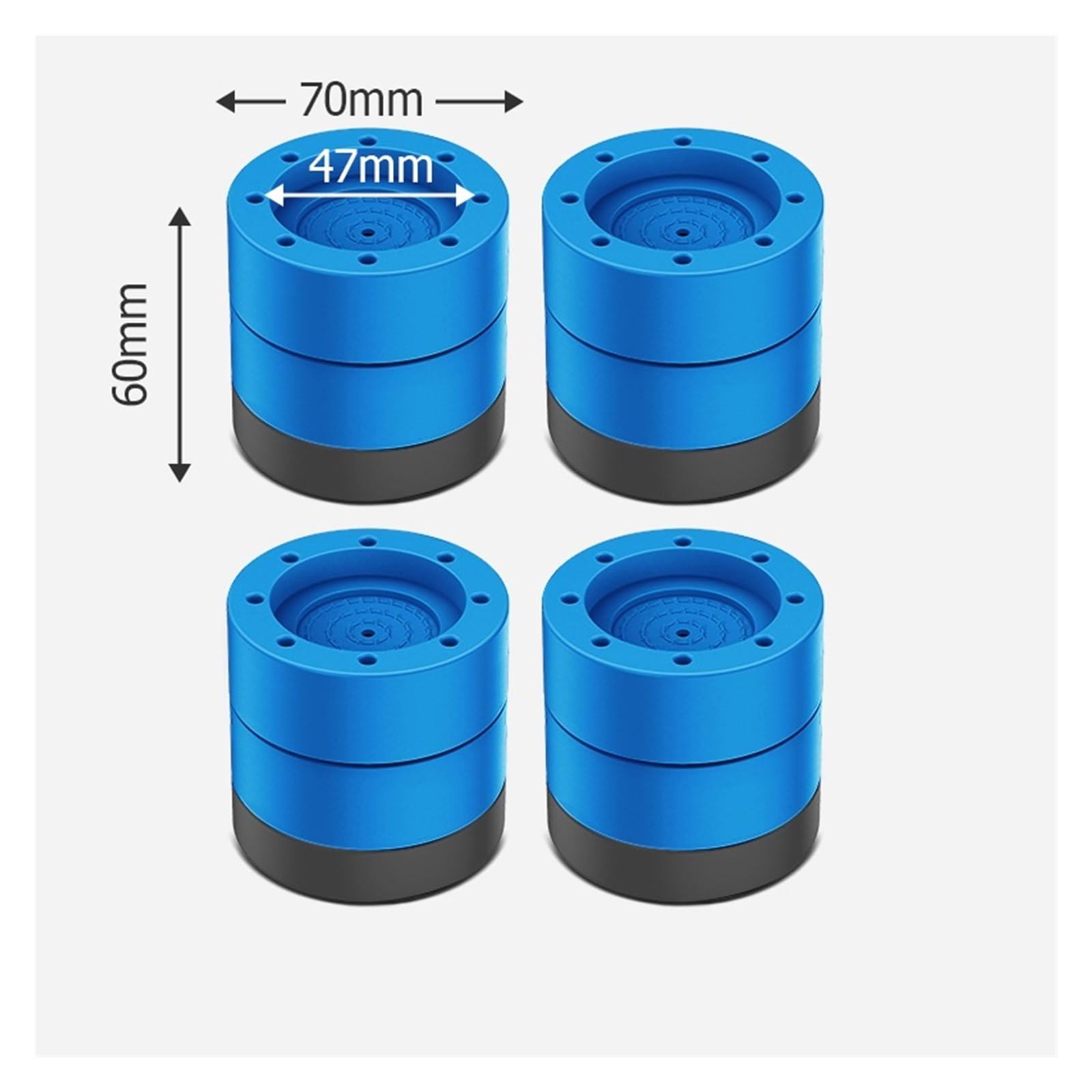 Piedini in gomma universali for lavatrice | Ammortizza e protegge i piedi della macchina, riducendo i danni da attrito sul terreno(4pcs Gray 60mm)