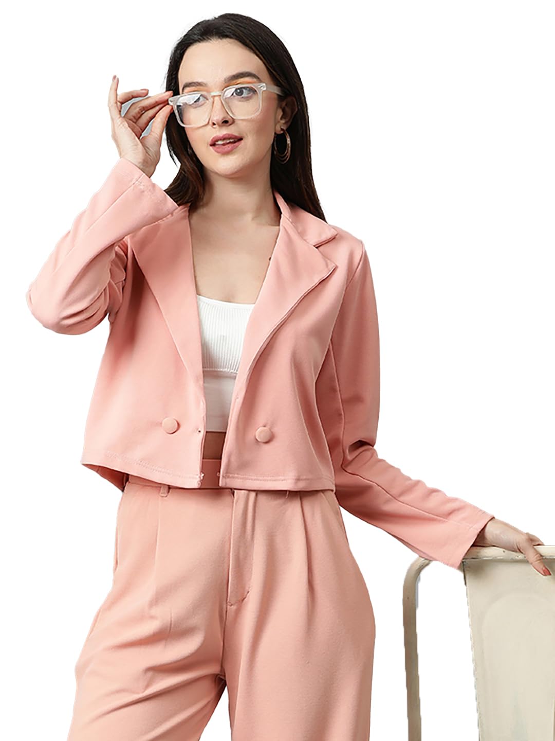 kotty Women's Solid Single Breasted Casual Blazer-picture-17