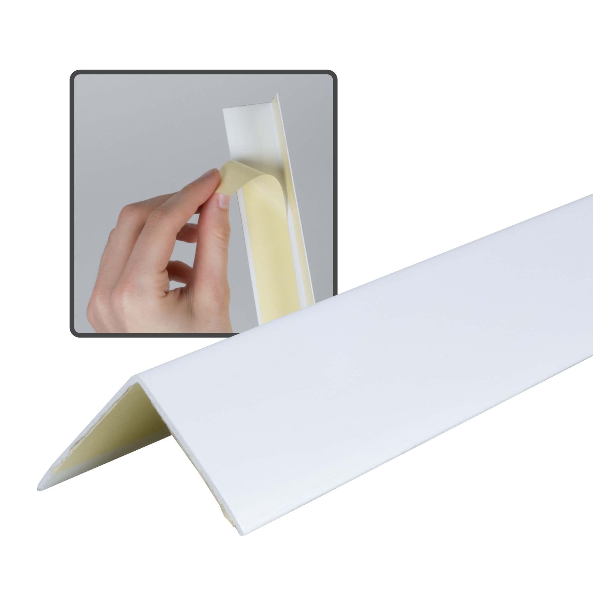 Dalsys Angle Profile self-Adhesive PVC 30x30mm, 150cm White Corner Protection Profile, Corner Strip, high Edge Protection wall
