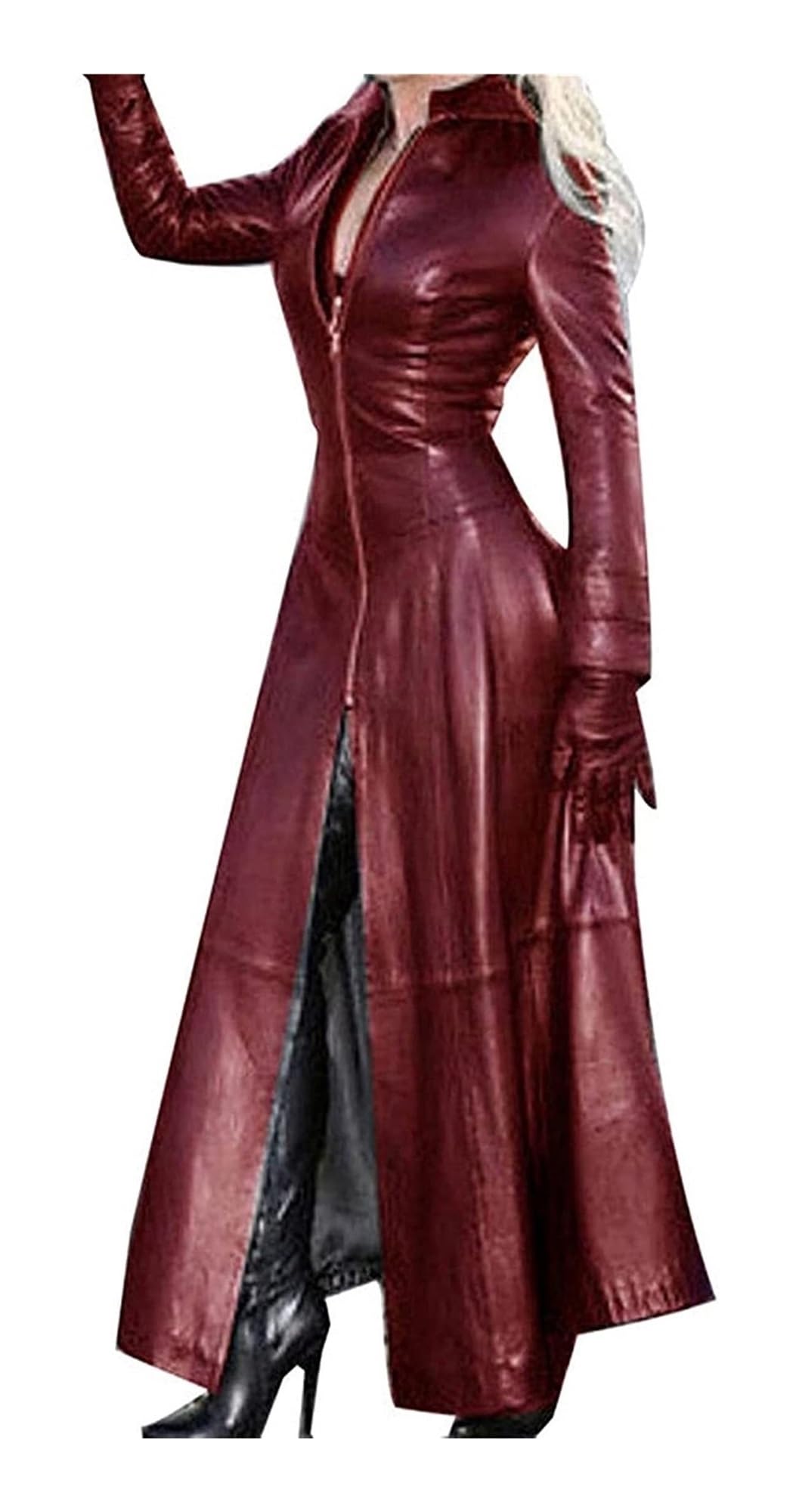 Oversized Leather Jacket For Women Long Sleeve Plain Square Collar Trendy Winter Coat Sizes S-5XL Faux Leather PVC Leather Matrix Coat Sexy