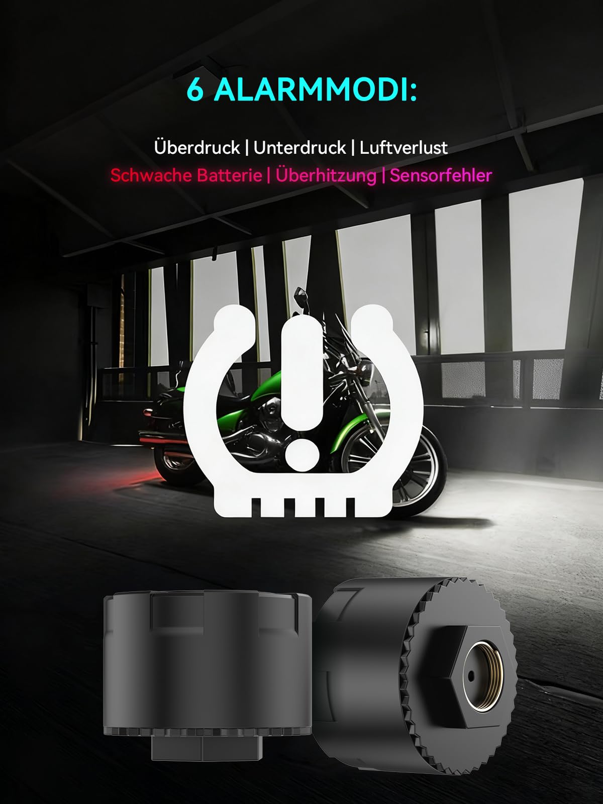 Spedal TPMS Reifendruckkontrollsystem für Motorrad, 2 Stück | Bluetooth Reifendrucksens mit App, Druck & Temperatur präzise, Wasserdicht, Echtzeit-Alarm, für iOS & Android
