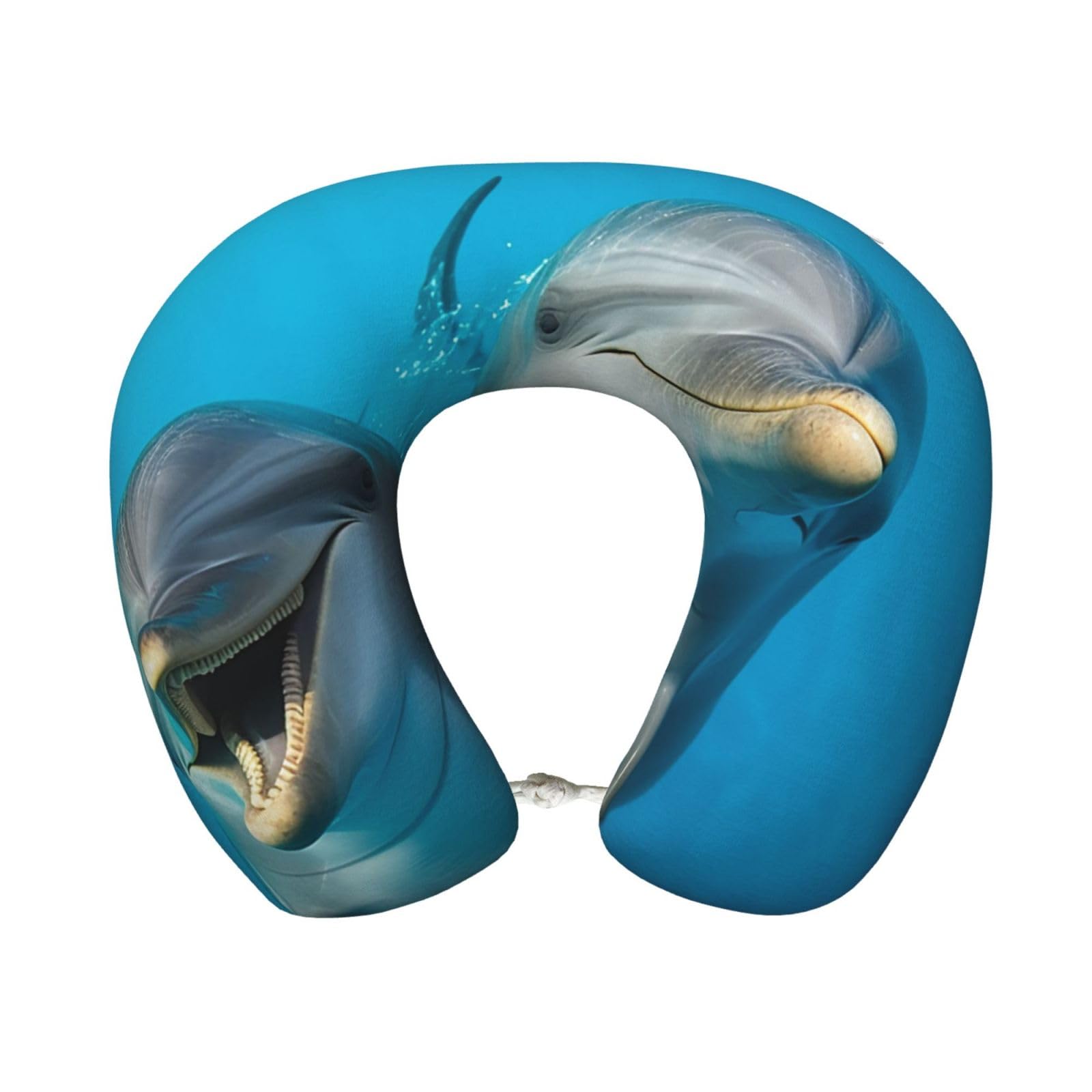 FekiLoot Travel Pillow for Sleeping, Smiling Face Dolphins Travel Neck Pillow Comfortable U Shape Memory Foam Neck Rest Support Portable Travel Accessories Suitable for Airplane Car Office