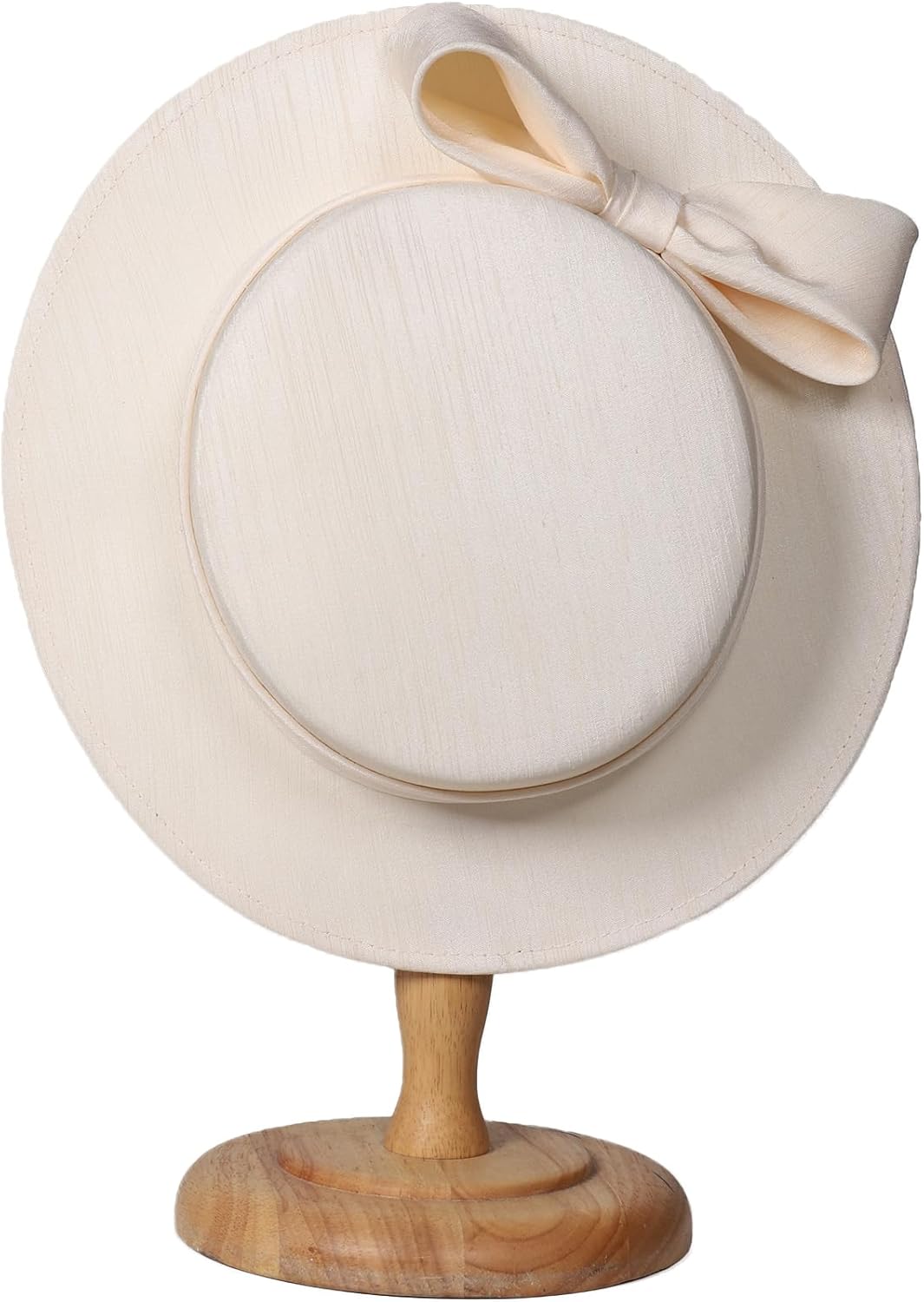 Wide Brim Church Hat for Women - Elegant Kentucky Fascinator with Bow,Bridal Wedding Tea Party Formal Flat Top Derby Hats - Image 8