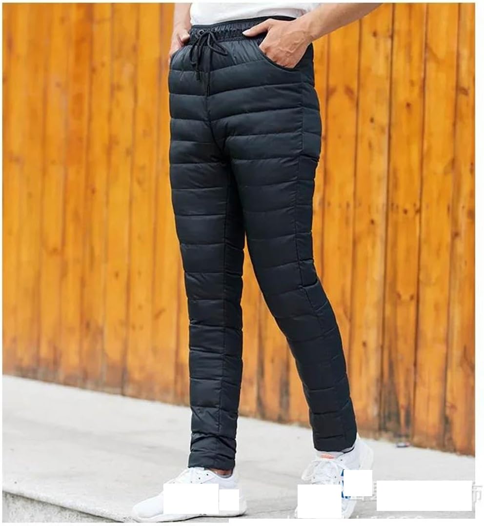 Men's Winter Down Pants Casual Thickened White Duck Warm Snowboard Cold-Proof Cotton Pants