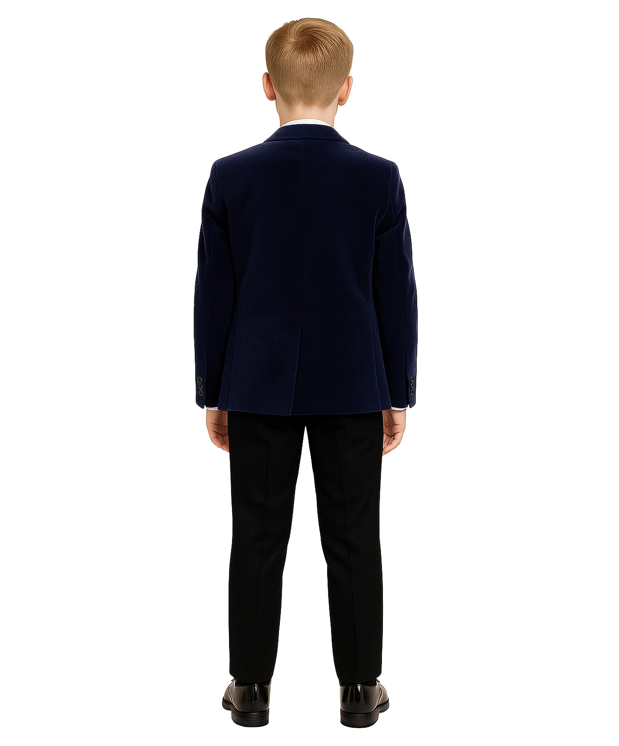 SIRRI Chłopięcy aksamitny garnitur slim fit 3-częściowy i 5-częściowy zestaw na studniówkę ślub kolację strój