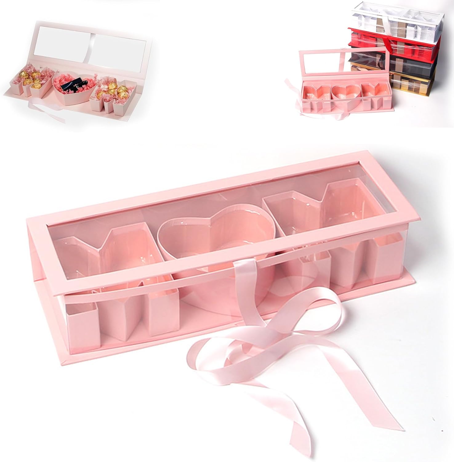 Mom Letter Shaped Empty Flower Gift Box, 2024 New Mother's Day Flower Arrangement