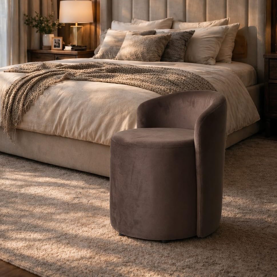 Image of Jaico Wood Seating mudda Puffy Stool Chair for Living Room, Dressing Table, Office, Home Decor, Ottoman pouffes, Sofa Type, and Large .Ottoman and Chair Combined into one (Brown)