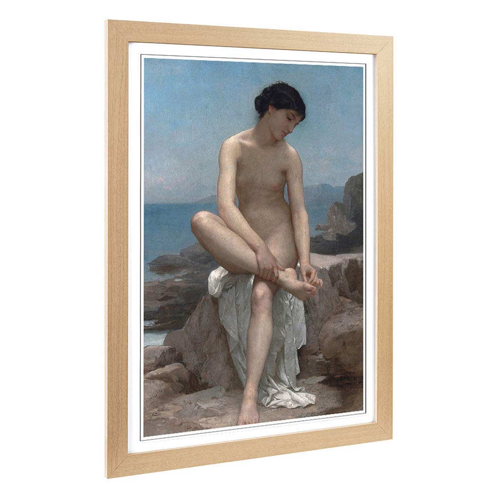 Big Box Art Framed Print of William Adolphe Bouguereau The Bather Design | Wall Art Picture | Home Decor for Kitchen, Living Room, Bedroom, Hallway, Oak, A2 / 24.5x18 Inch / 62x45cm