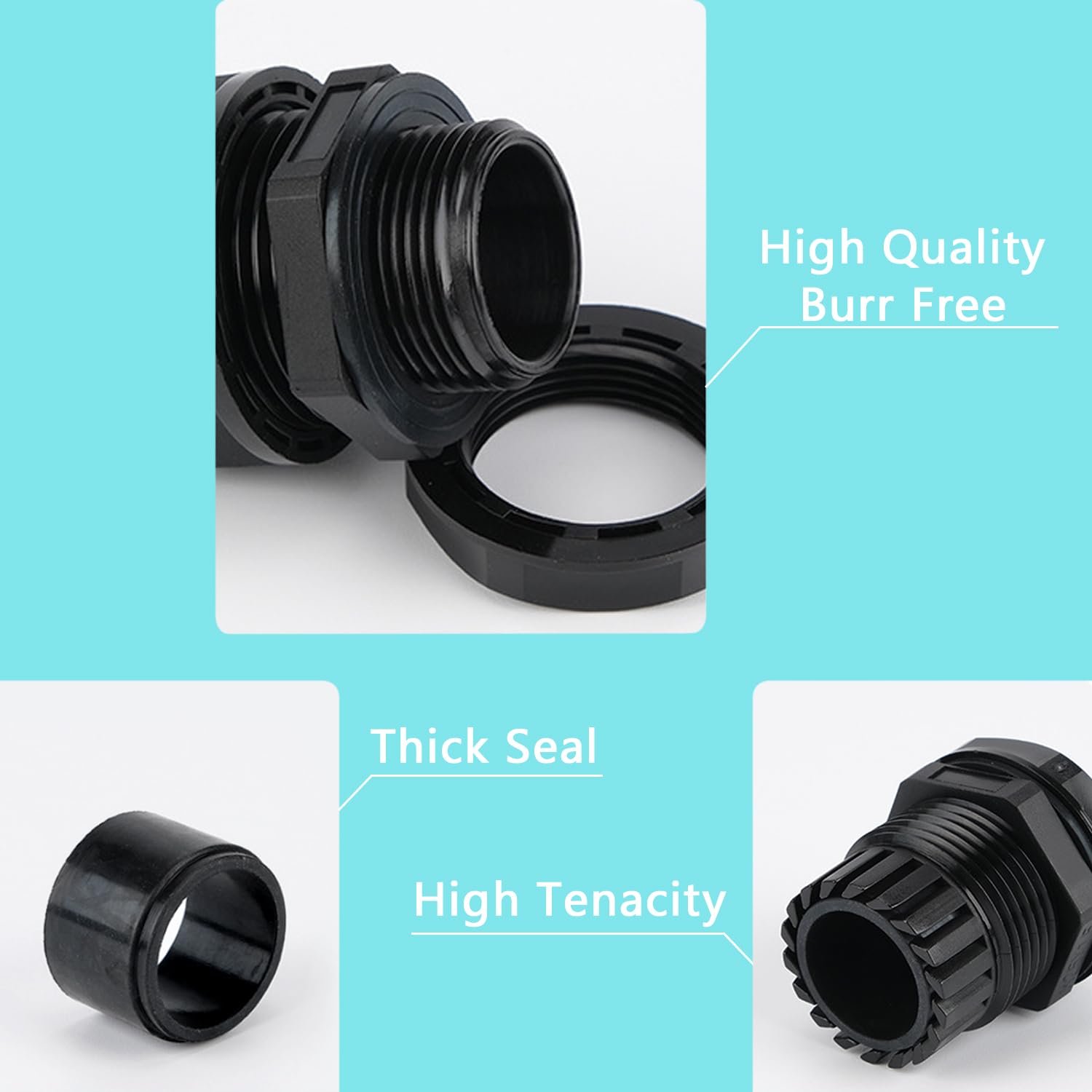 Paquete de 60 prensaestopas NPT de 1,27 cm, nailon negro, hecho de material PA66, alta resistencia al desgaste y resistencia química