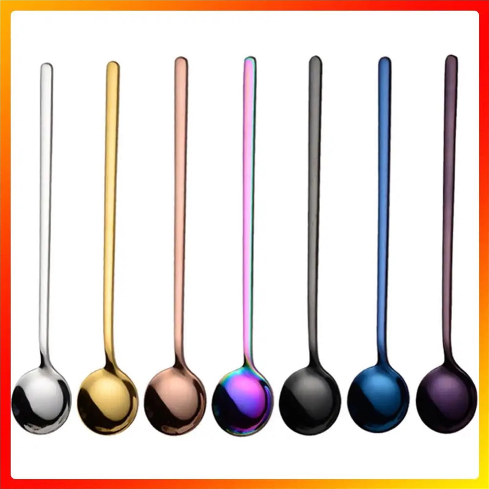 Lot de 10 cuillères à café à long manche en acier inoxydable pour café, crème glacée, dessert (B2)