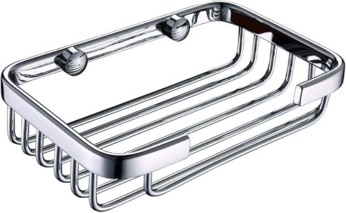 Miniatura 2 de ThinkTop Jabonera para ducha, latón macizo, acabado cromado, cesta de jabón de ducha, soporte para inodoro montado en la pared