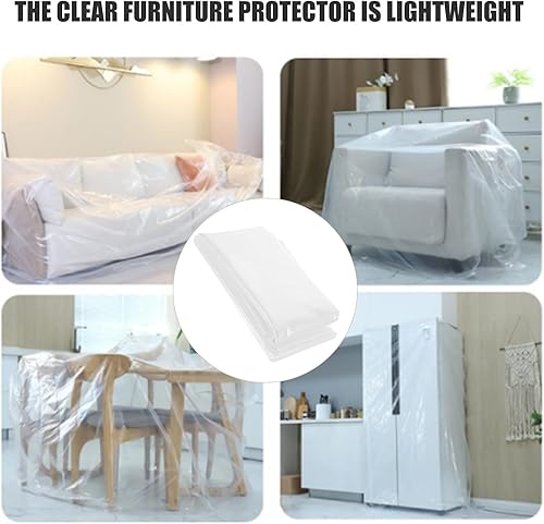 Miniatura 8 de DOITOOL Funda protectora de sofá de plástico transparente de 141.7 x 53.1 in, impermeable, para muebles, almacenamiento en movimiento, bolsa de