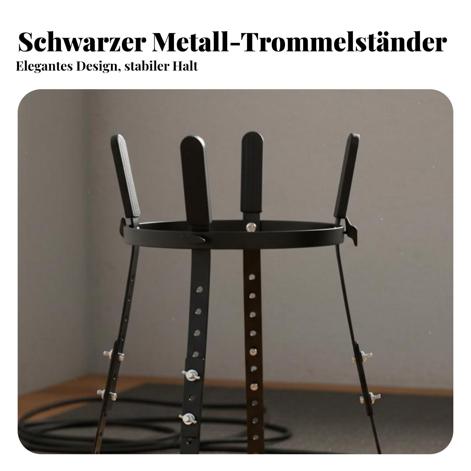 Drum Ständer für Verschiedene Percussion Trommeln Höhenverstellbarer Trommelständer mit Standfester Konstruktion Und Ergonomischem Design für , Ausziehbar 11-12in