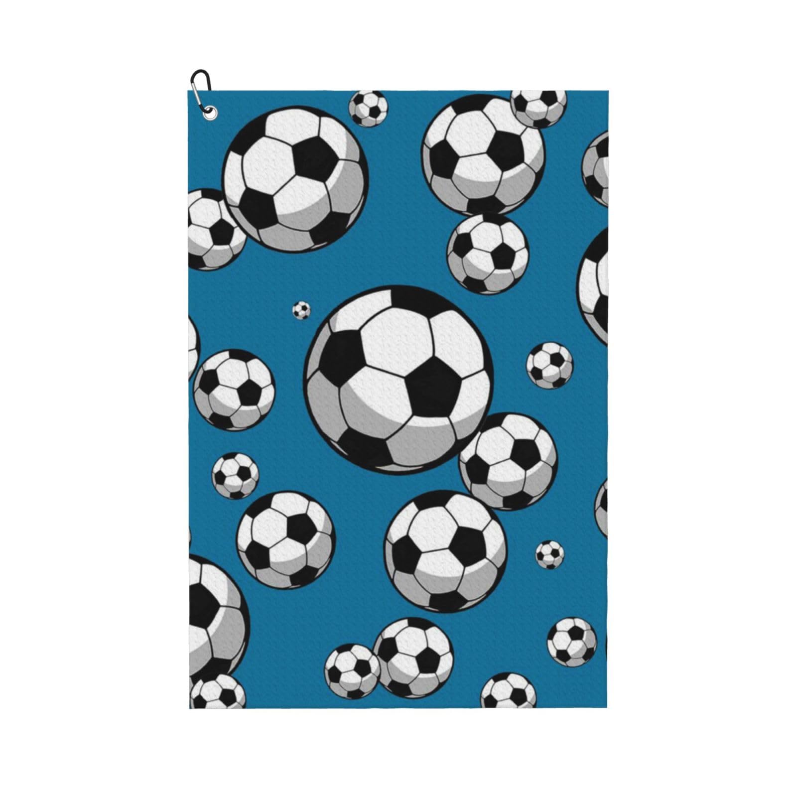 Hnnkloy Soccer Football, 16x24 in Portable Waffle Golf Towels with Carabiner Clip for Golf Bag