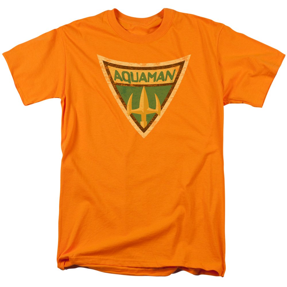 Trevco Batman Bb-Aquaman Shield - Short Sleeve Adult 18-1 Tee - Orange44; 3X