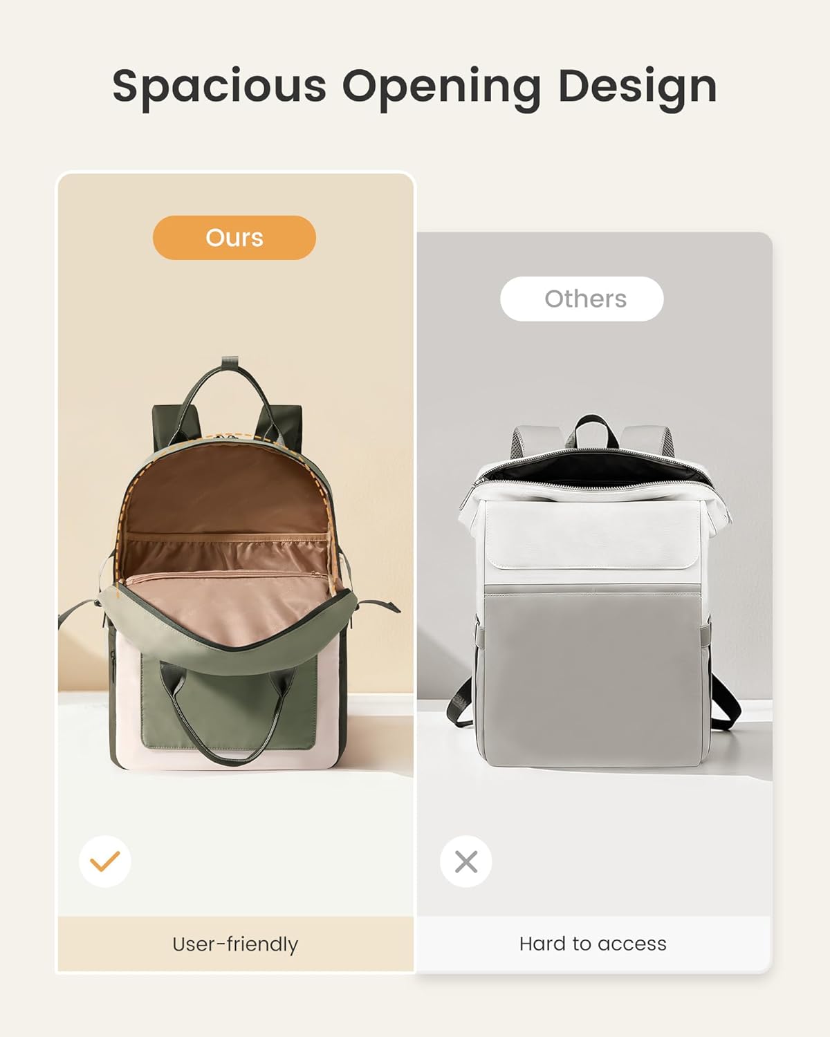 LOVEVOOK Laptop Backpack for Women - Stylish Work Backpack with Large Cup Holder, Waterproof College Teacher Backpack, Green, 15.6Inch - Image 3