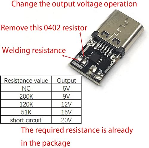Miniatura 2 de 5PCS USB-C PD QC 12V DC Módulo de disparo de potencia de voltaje fijo 5A Tipo-C entrada hembra