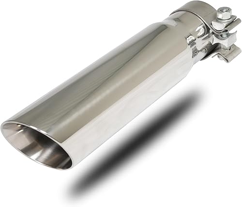 Miniatura 3 de Punta de escape de 2.5 pulgadas de entrada a 3.0 pulgadas, acabado pulido, punta de escape de doble pared de corte inclinado para tubo de escape de