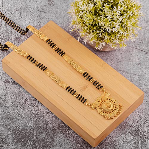 Brado Jewellery Combo of 2 Traditional One Gram Gold Long Chain Black Beads 30 inch and 18 inch Mangalsutra/Tanmaniya/Nallapusalu/Mangalsutr for Women - Image 2