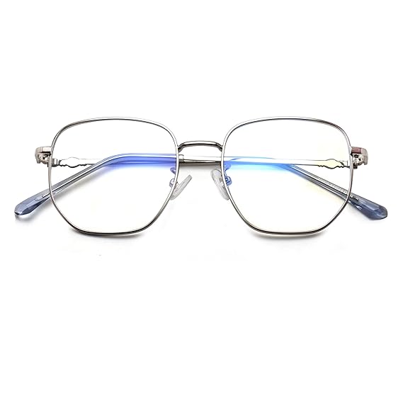 Peter Jones Square Medium Computer Glasses for Men Women with Zero Power Blue Light Blocking Lenses for Women/Girls(SIZE MEDIUM) AG240