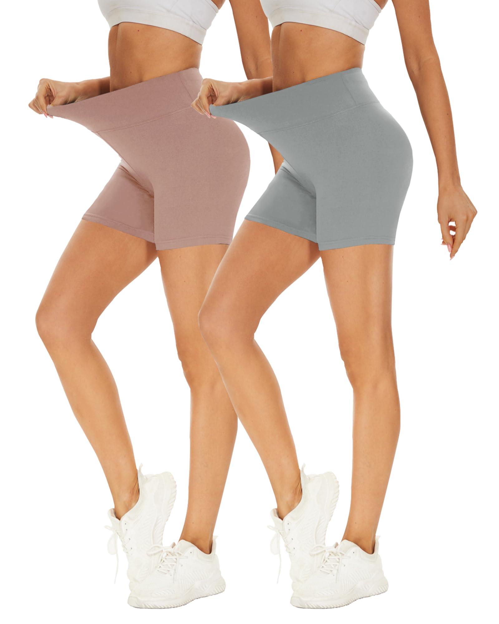 Missluck 2er Pack Radlerhose Damen Hohe Taille Kurz Sporthose Shorts Sommer | Blickdicht Leggings, Hotpants Unter Kleider für Yoga Gym, Festival Outfit Damen, Kurze Hose Sport, Unterziehhose Kleid