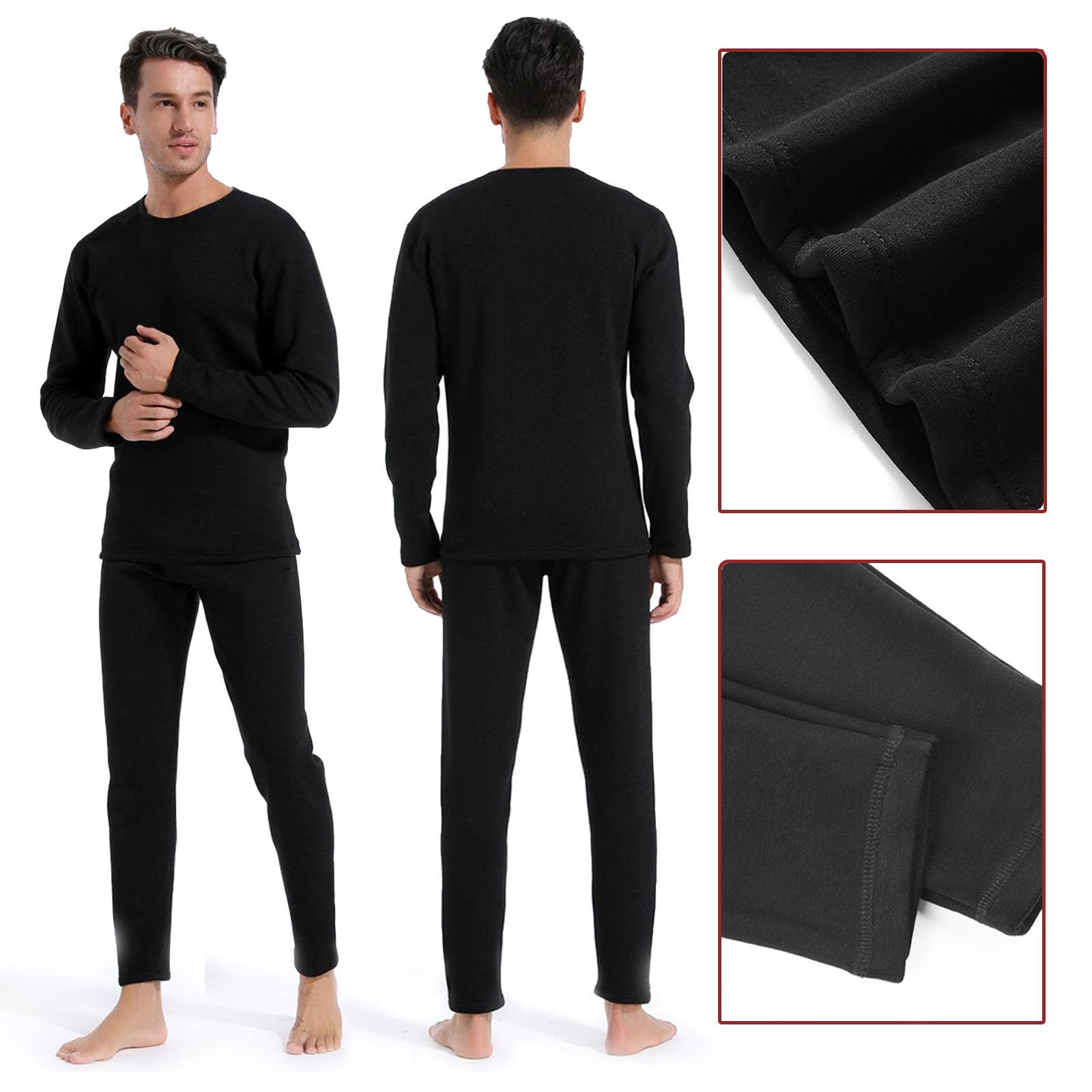 Set di Biancheria Termica Riscaldata da Uomo E Donna con Pile, Maglia Lunga John Riscaldamento Controllo App Strato Base (Senza Batteria)