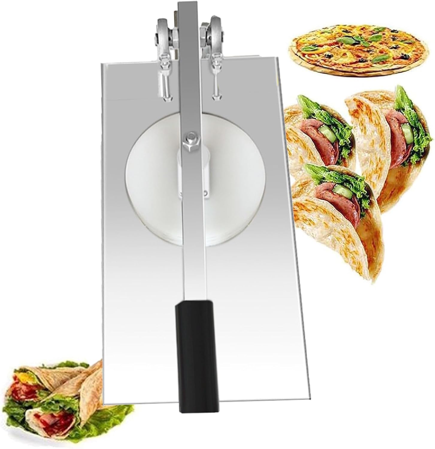 Manual Dough Press Machine, Platen Diameter 12-18cm/4.7-7in, Stainless Steel Pizza Pastry Press with Extension Rod, Specialty Kitchen Appliances Cooking Dining Use Equipment,14CM