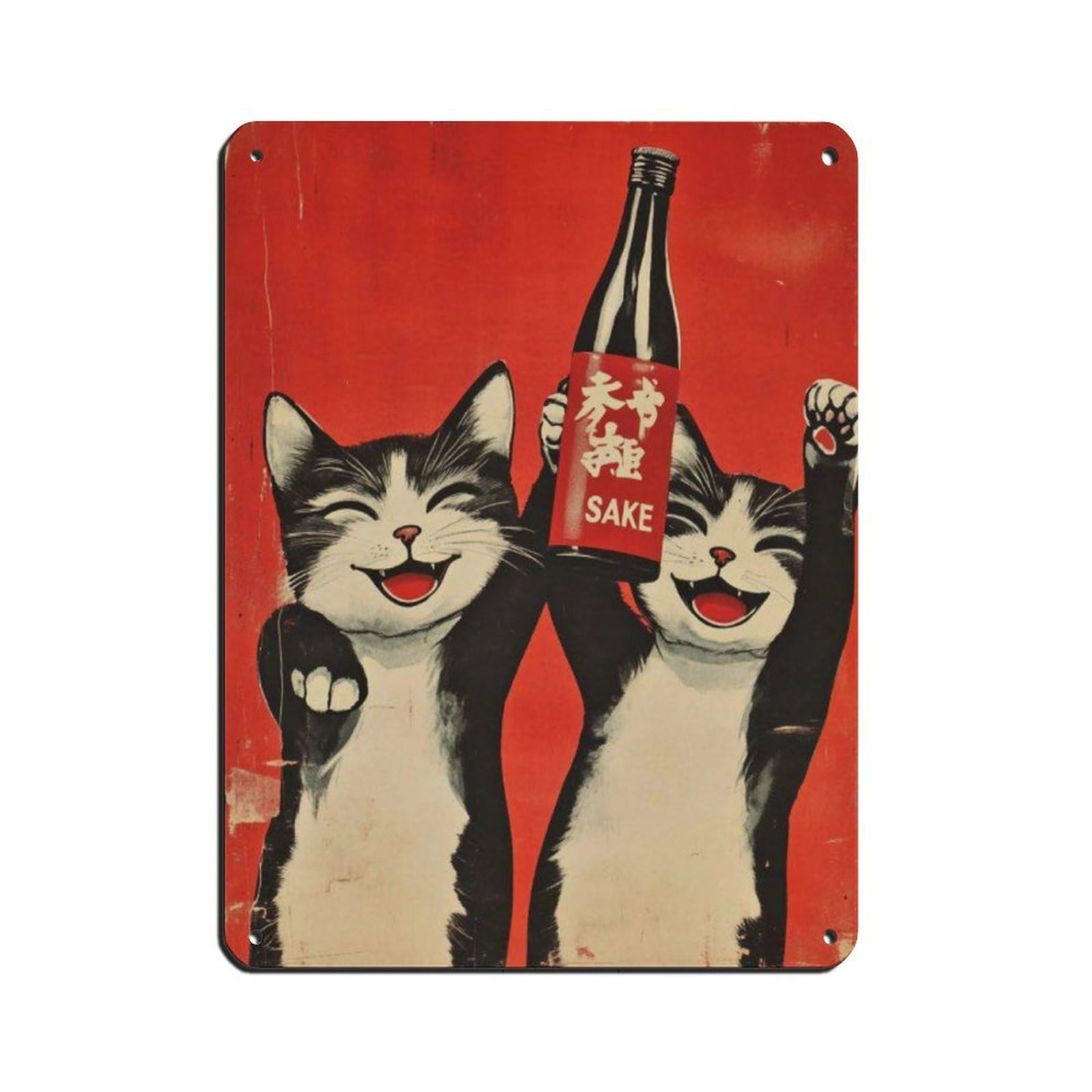 Vintage Cat Art Poster Tin Sign Vintage Metal Pub Club Cafe Bar Home Wall Art Decoration Poster Retro 12x16inch(30x40cm)
