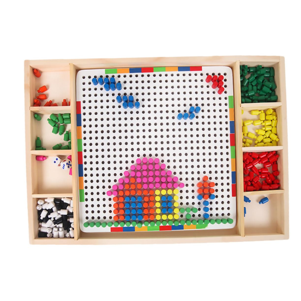 Puzzle Chiodini a Fungo in Legno Bianco, Set da 1, per Bambini | Puzzle per Unghie per Ragazzo Ragazza, Stimola Immaginazione e Creatività, per Uso Quotidiano e Compleanno