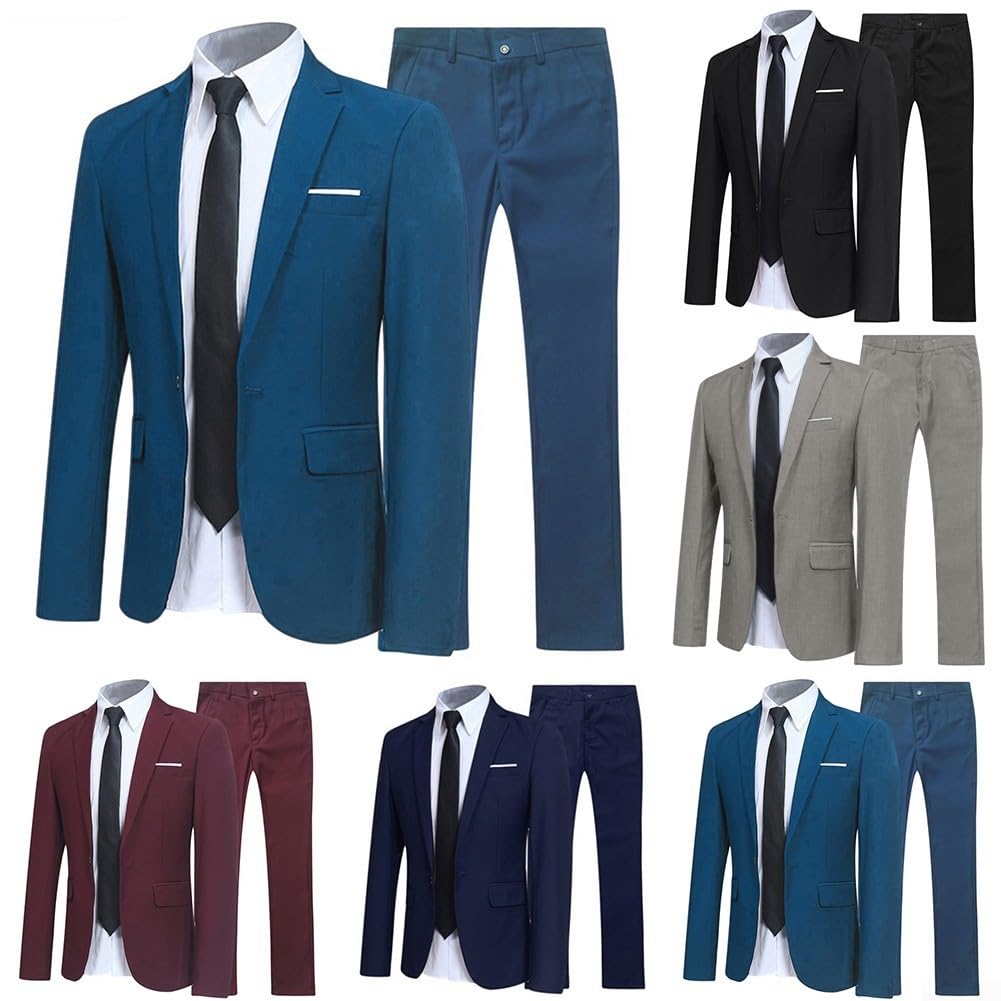 Completo elegante da uomo in tre pezzi con giacca, pantaloni e cravatta per eventi formali (2XL Nero)