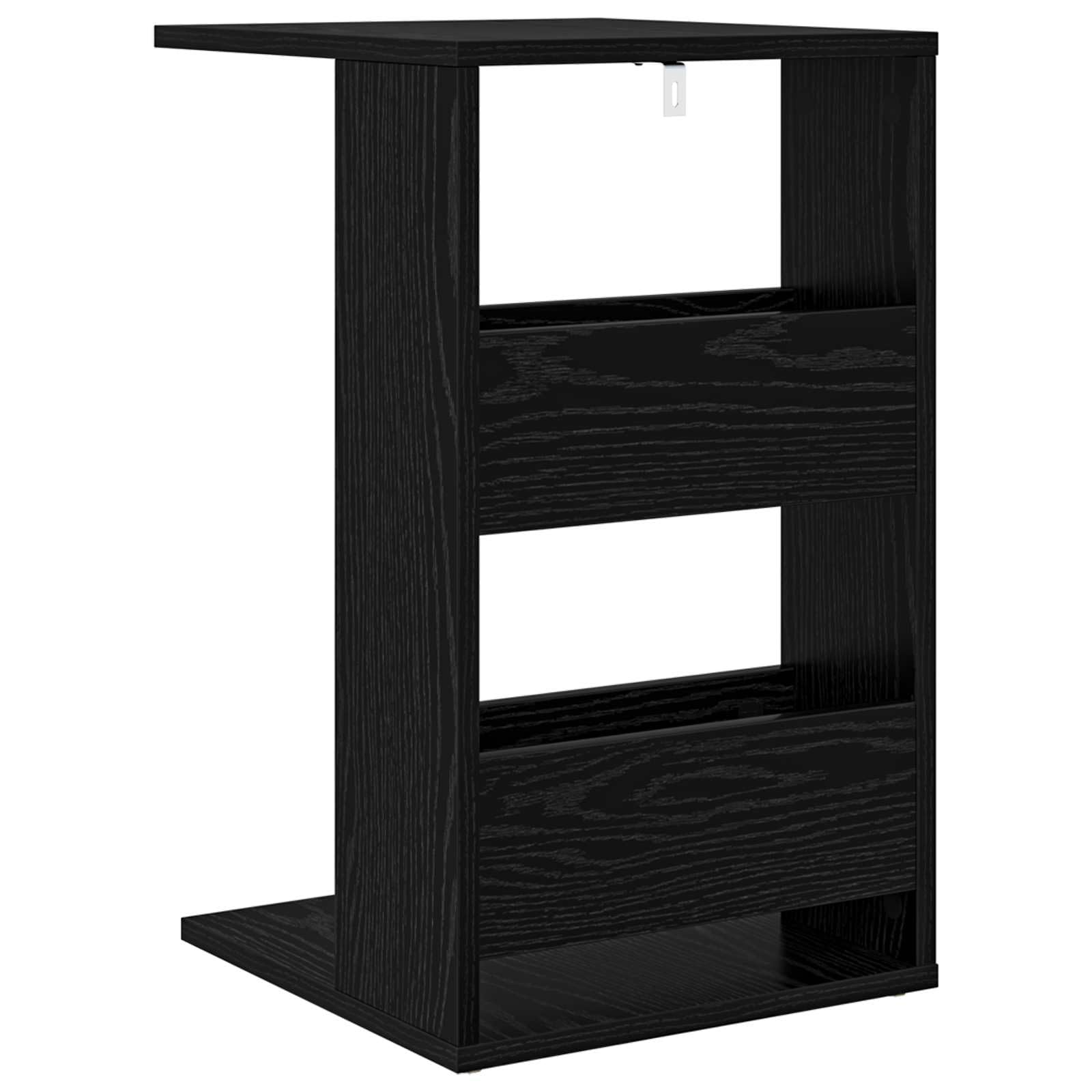 Beistelltisch Schwarz Eichen-Optik aus Holzwerkstoff 40 x 35 x 60,5 cm, kompakter Couchtisch mit Ablagefach für Wohnzimmer, Schlafzimmer, Büro, platzsparend und modernes Design