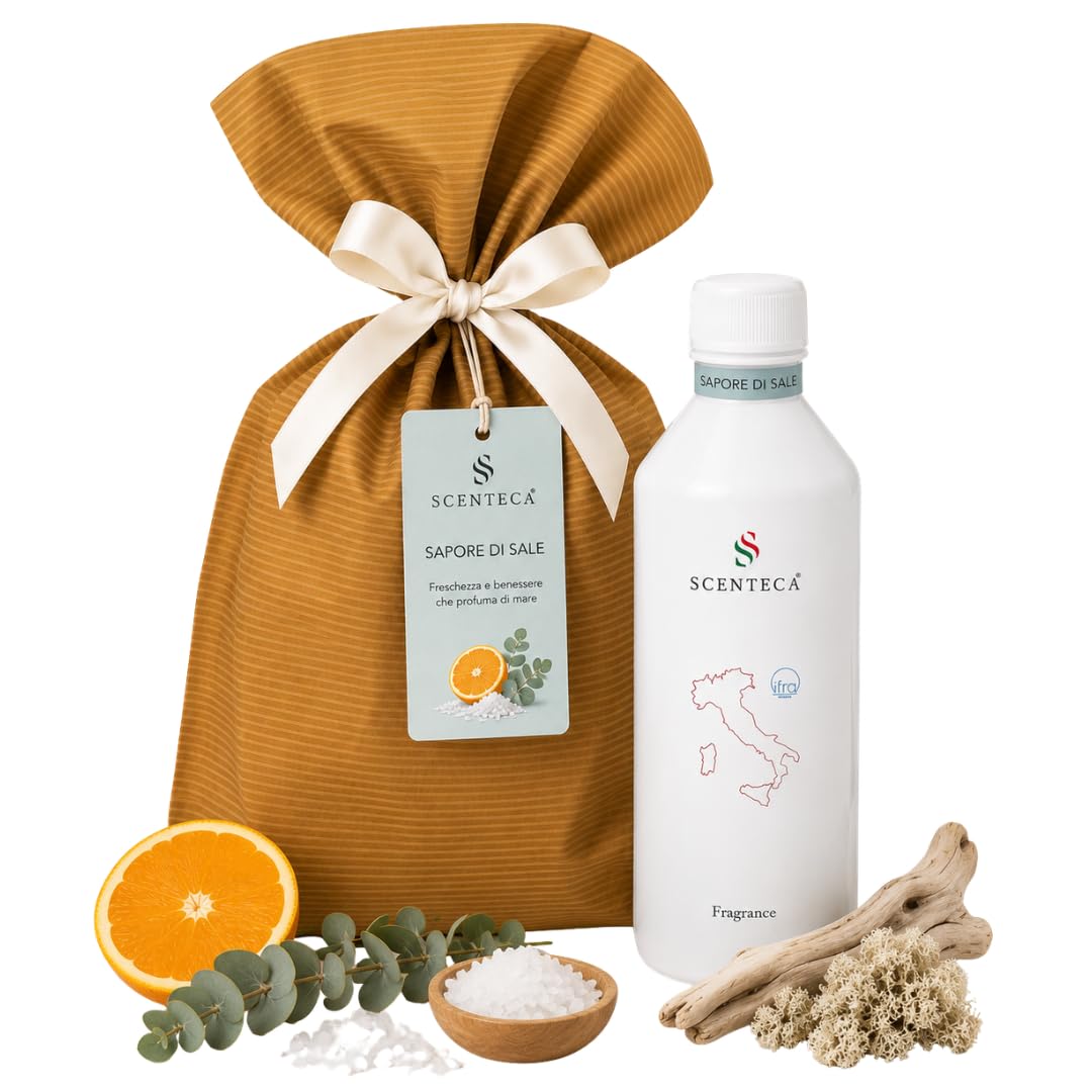 Ricarica per diffusori a nebulizzazione fragranza Sapore di Sale, profumo ambiente con oli essenziali di arancio amaro, eucalipto e muschi bianchi, profumo ambiene per casa e ufficio, 500 ml