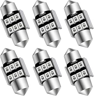 AUXLIGHT 6614 6641 6612F 6615 F30-WHP TS-14V1CP 29MM 1.14”Festoon LED Interior Light Bulbs Ultra Blue, Super Bright 6SMD Chips for Car SUV Truck Sunvisor Vanity Mirror Lights (Pack of 6)