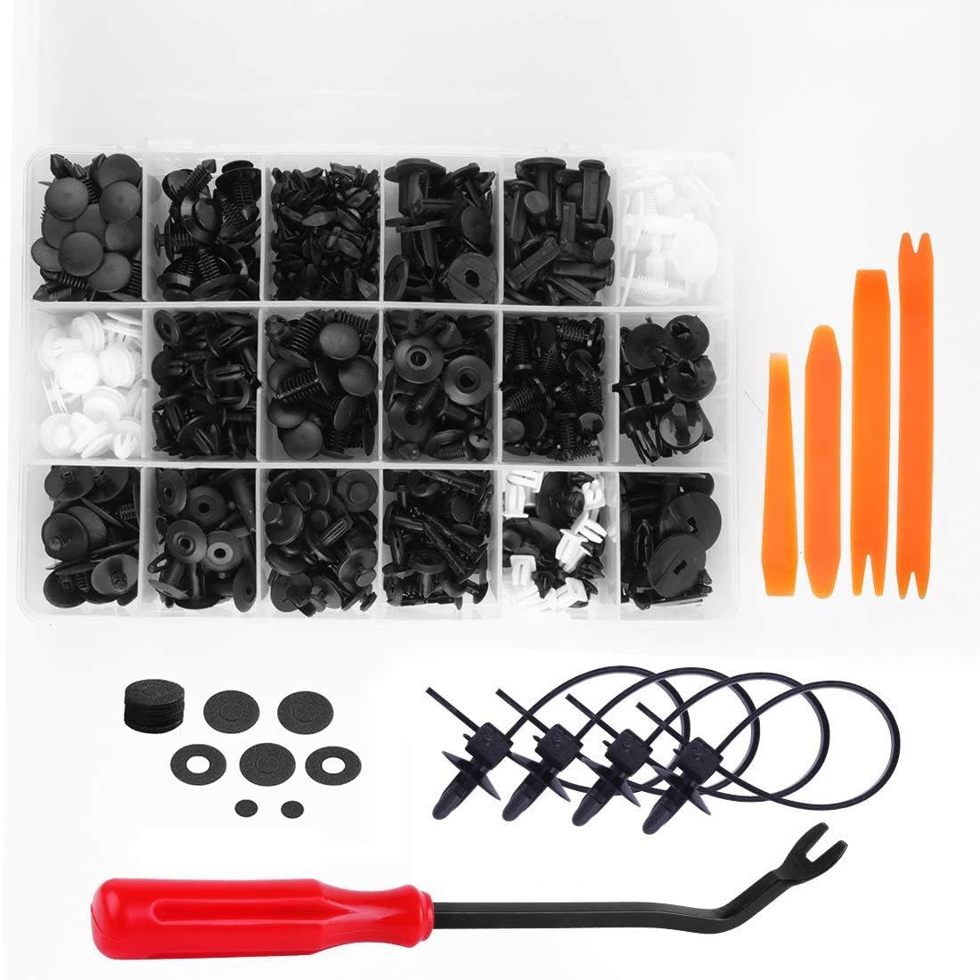 435 Pcs Car Plastic Trim Clips Rivet Fasteners Kit, Auto Door Panel Universal Clip Screw Rivets Push Pin with Removal Tool