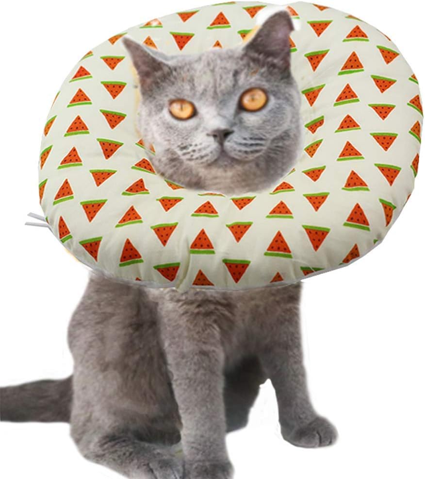 ANIAC Pet Cat Recovery Collar Adjustable Anti-Bite Lick Wound Healing Safety XXS Dog Cone Collar Comfortable Elizabethan Collar After Surgery for Puppies Kitten and Extra Small Dog(Watermelon, Small)