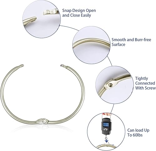 Miniatura 2 de Paquete de 24 anillos de cortina de ducha, ganchos de cortina de ducha a prueba de óxido para baño, anillos circulares decorativos para cortina de