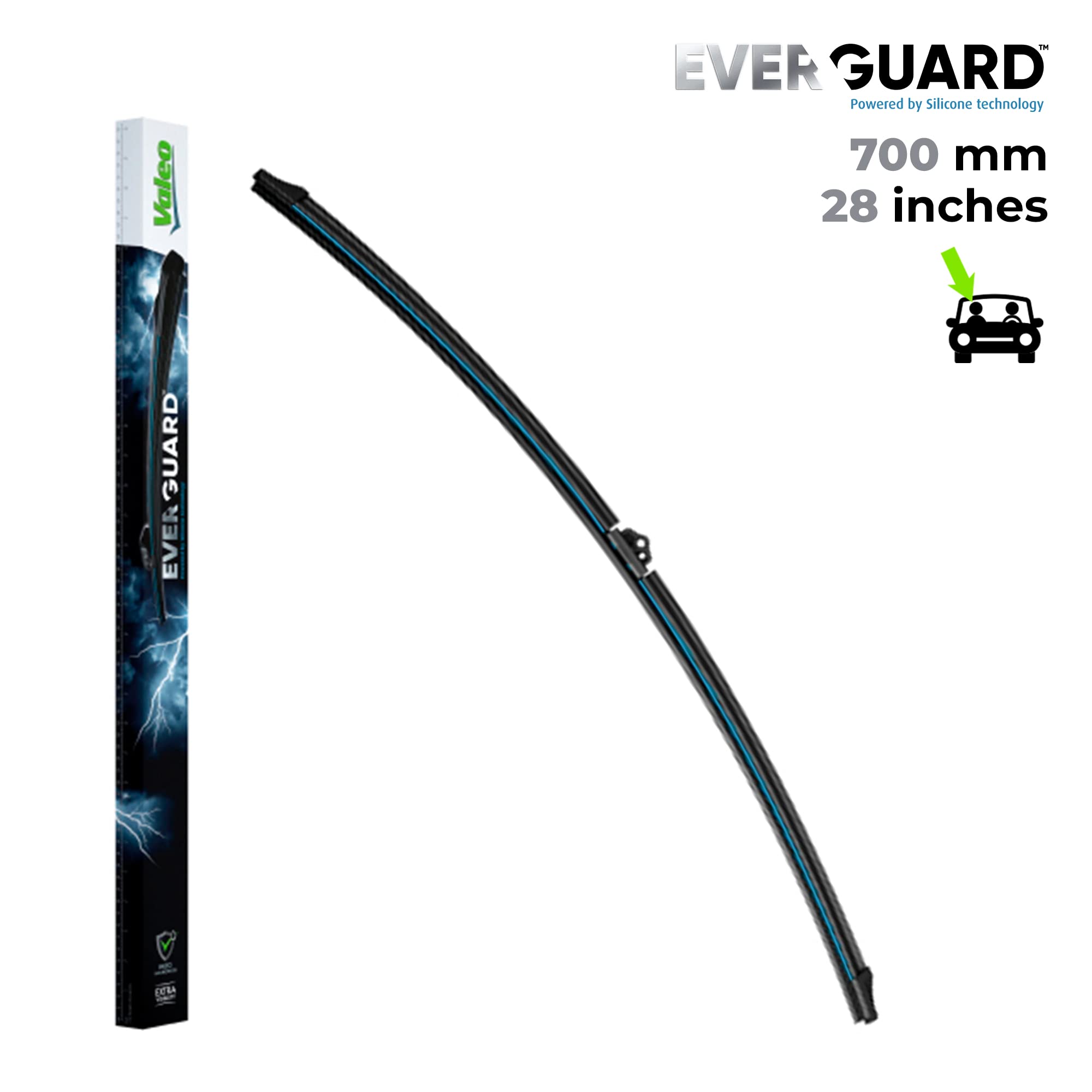 VALEO EVERGUARD - Premium - Un Kit di Spazzole Tergicristallo Flat Blade in Silicone VSF75+VSF70 - Lunghezze: 750mm+700mm - Anteriore (Confezione da 2)
