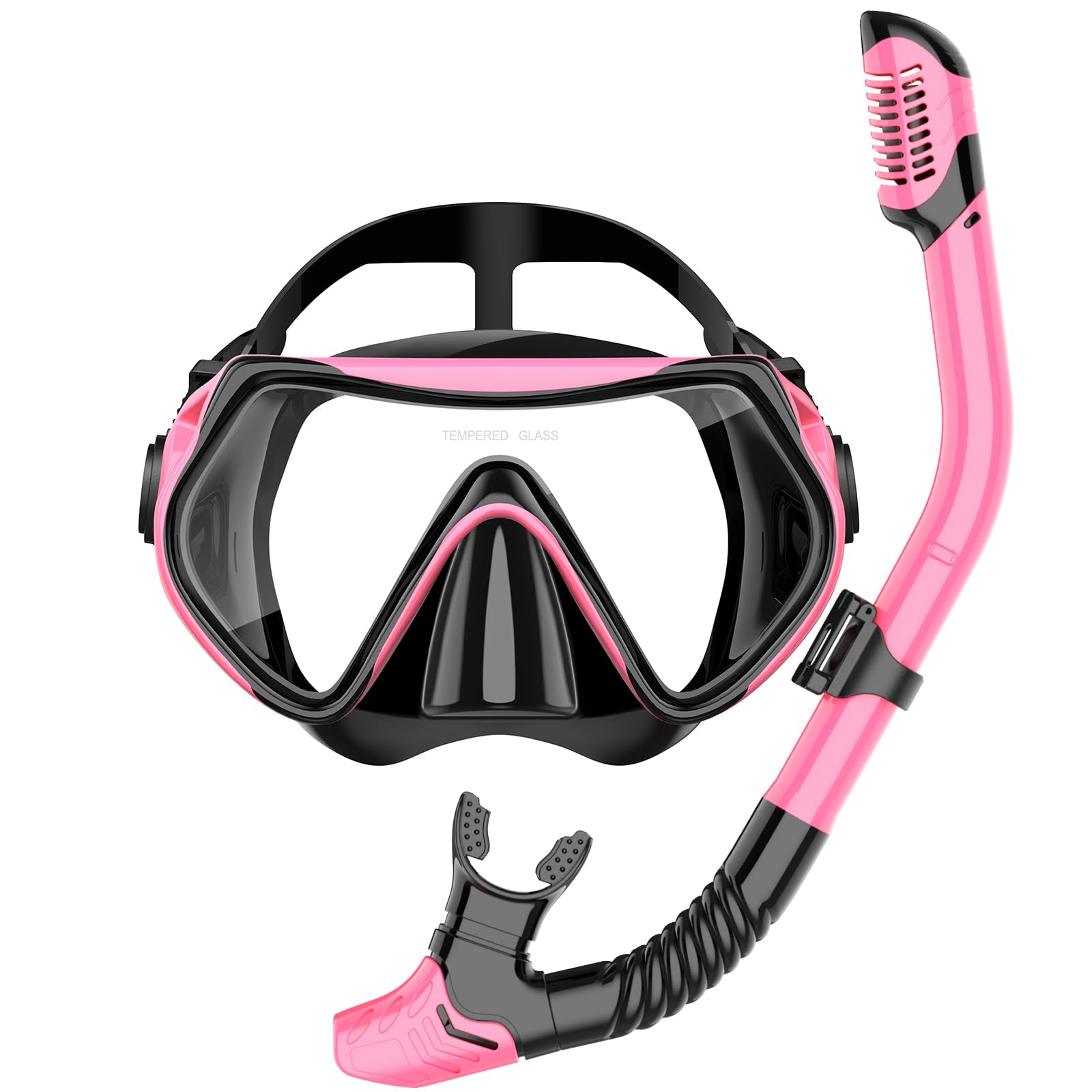 Schnorchelset Erwachsene, Schnorcheln Set mit Anti-Fog Taucherbrille und Dry Schnorchel, Professionelle Schnorchelmaske Tauchmaske aus Gehärtetem Glas für Schnorcheln