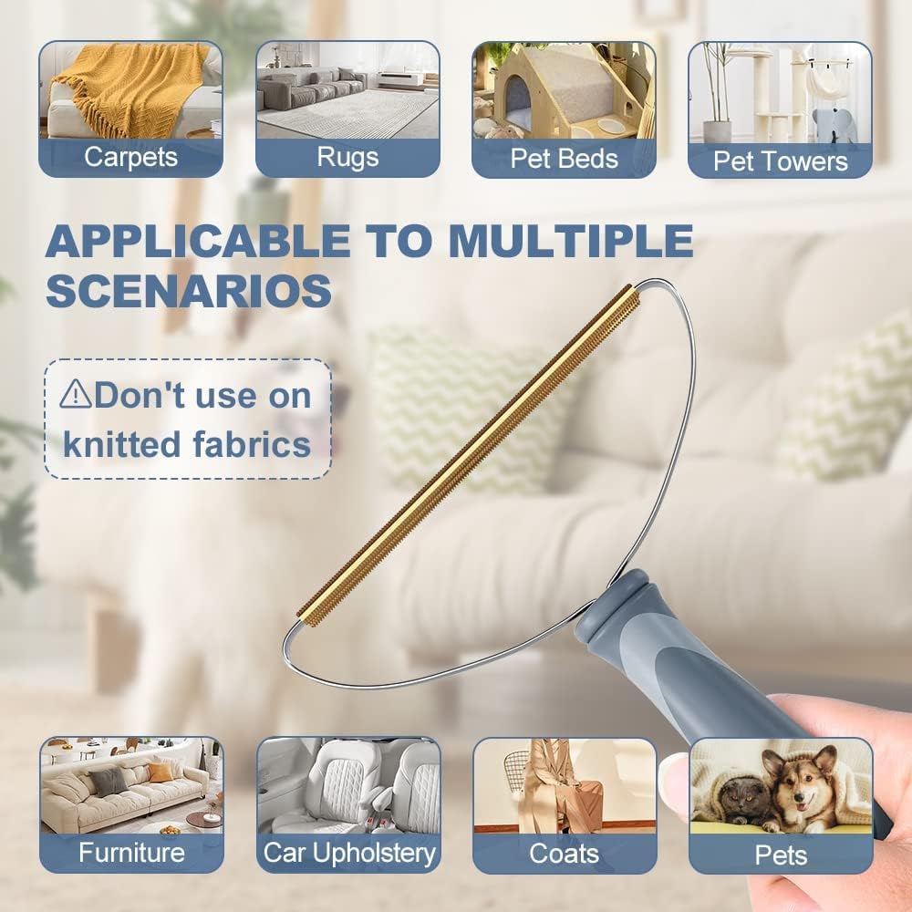 3 Pieces Pet Hair Remover, Cat Dog Hair Remover for Couch, Lint Cleaner, Portable Carpet Scraper, for Carpets, Car Mat, Bedding, Pet Bed, Furniture & Rug-Upgraded