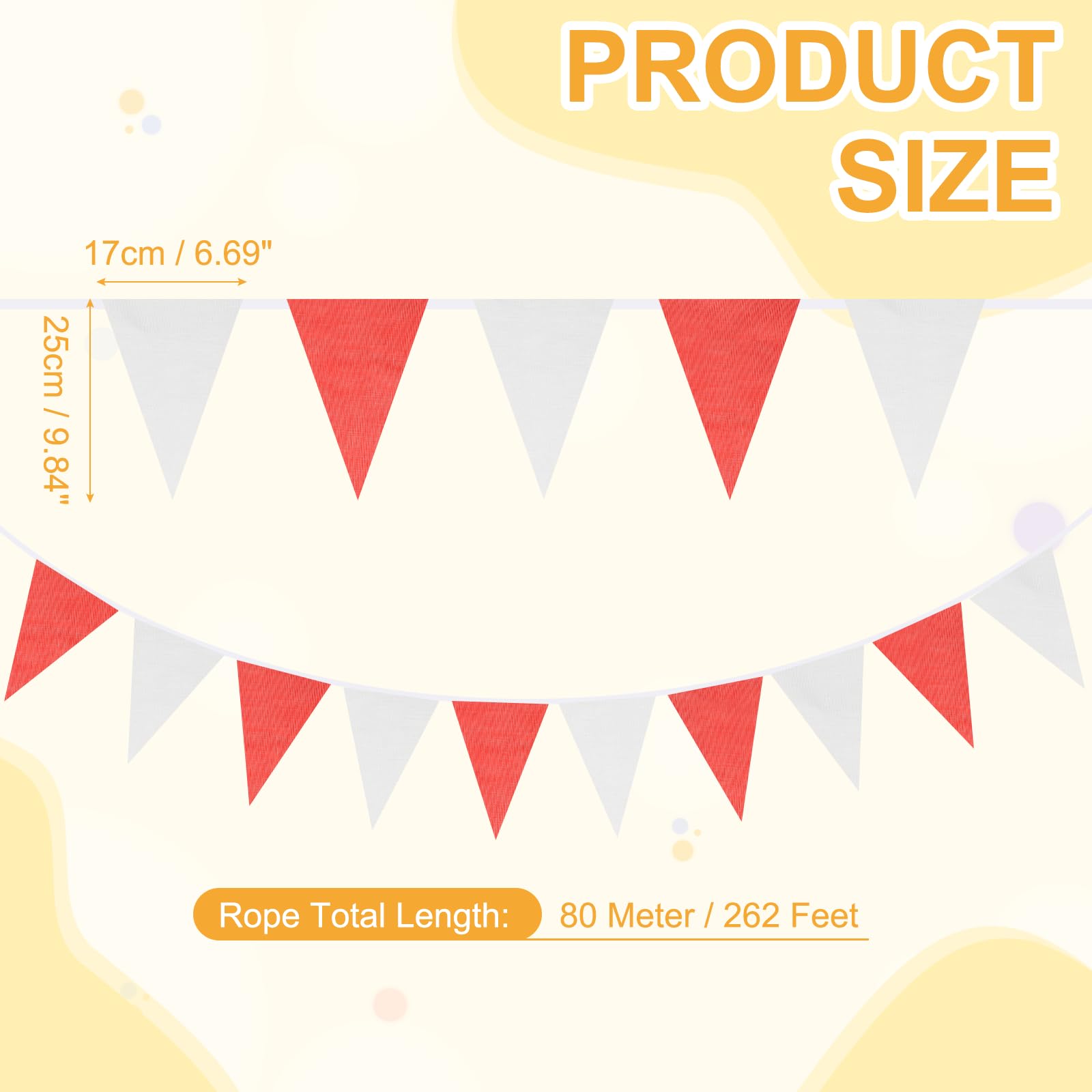 Wimpel Banner Flaggen Dreiecksbanner Flaggen Girlande Wimpelschnur – passend für (Hochzeit – Geburtstag – Karneval Event – Party – Dekoration) Medium & 79,9 m & 2 Pack & Rot/Weiß