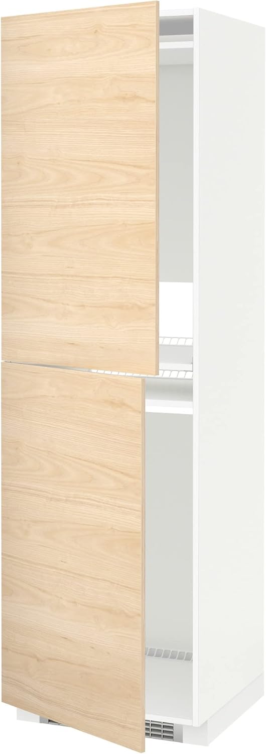 METOD high cabinet for fridge/freezer, 60x60x200 cm, white/Askersund light ash effect