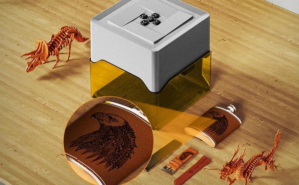Image of 3IDEA Twotrees TS1 Mini 3W Laser Engraver,Portable Laser Engraving Machine,Lase Cutter,3000mm /min Speed,80x80x30 mm Working Area,Laser Engraver Machine for Jewelry, Metal, Wood, Glass,Leather