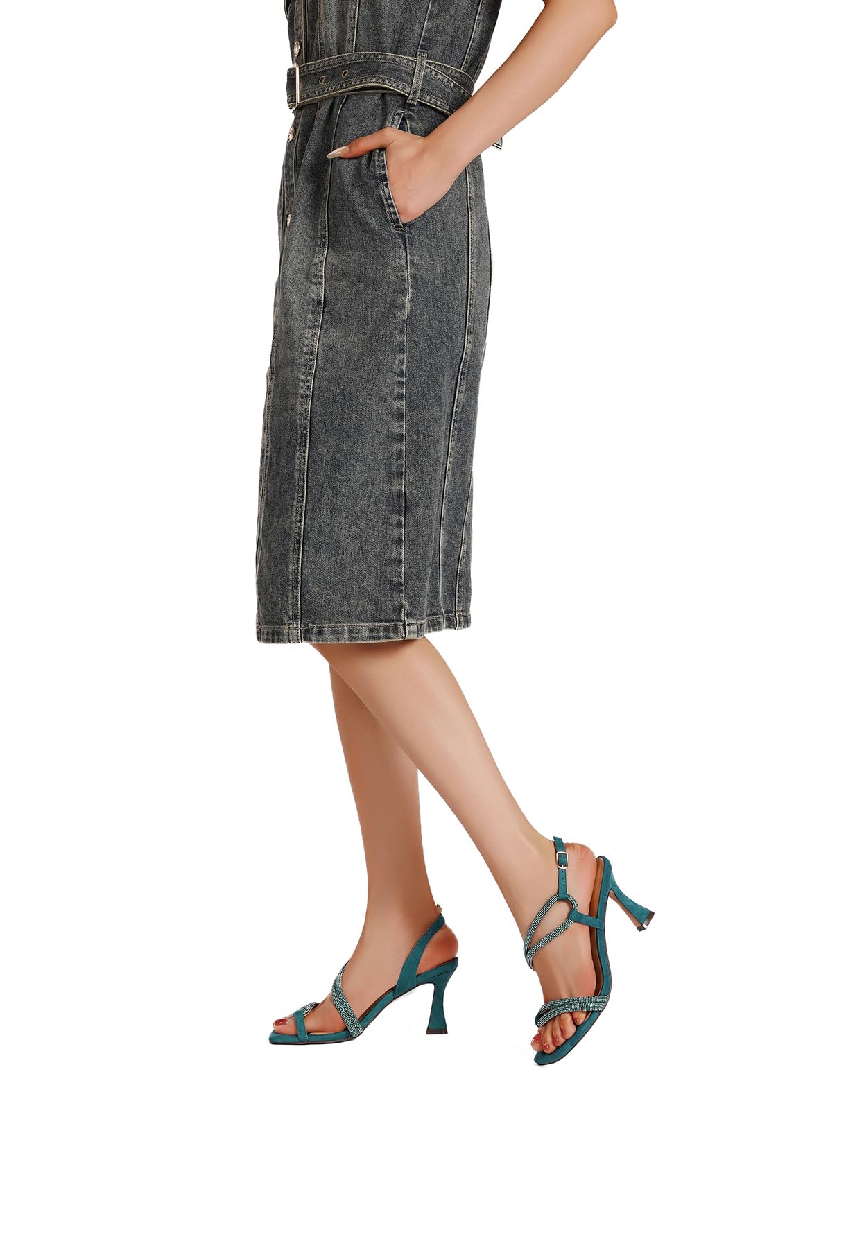 QUEEN HELENA Sandali Eleganti con Tacco Medio con Strass Donna S3002