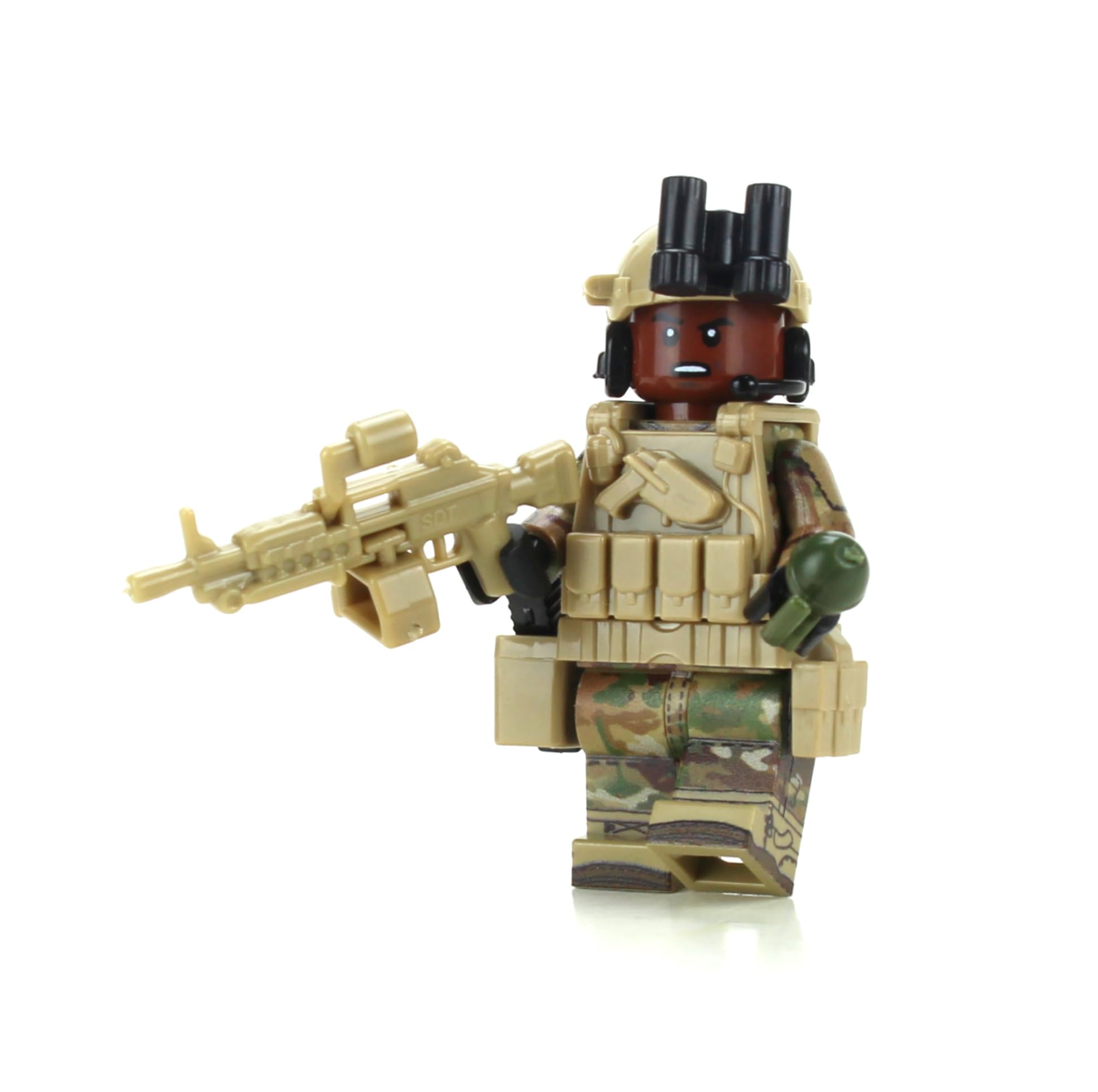 Battle Brick 1.6 Inches Tall Collectible US Army Gunner African American Infantry | Genuine Military Minifig | Printed Camo | Packaged in The USA | Great Gift for Ages 10+ to Adult AFOL