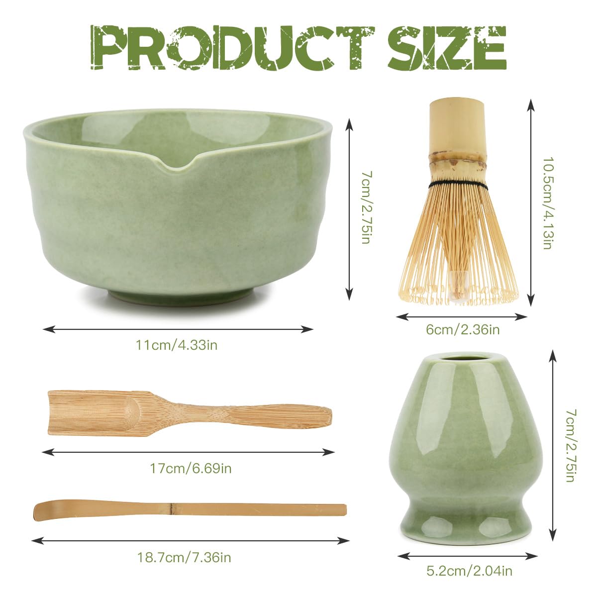 5 piezas Te Matcha kit, Set de Té Matcha con Cuenco Te Matcha, Batidor te Matcha y Soporte, Cuchara Matcha | Sonjunto de Batidos de Matcha para el Hogar, la Oficina y Como Regalo