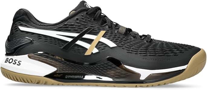 ASICS Men's Gel-Resolution 9 Tennis Shoes, Black/Camel, 8