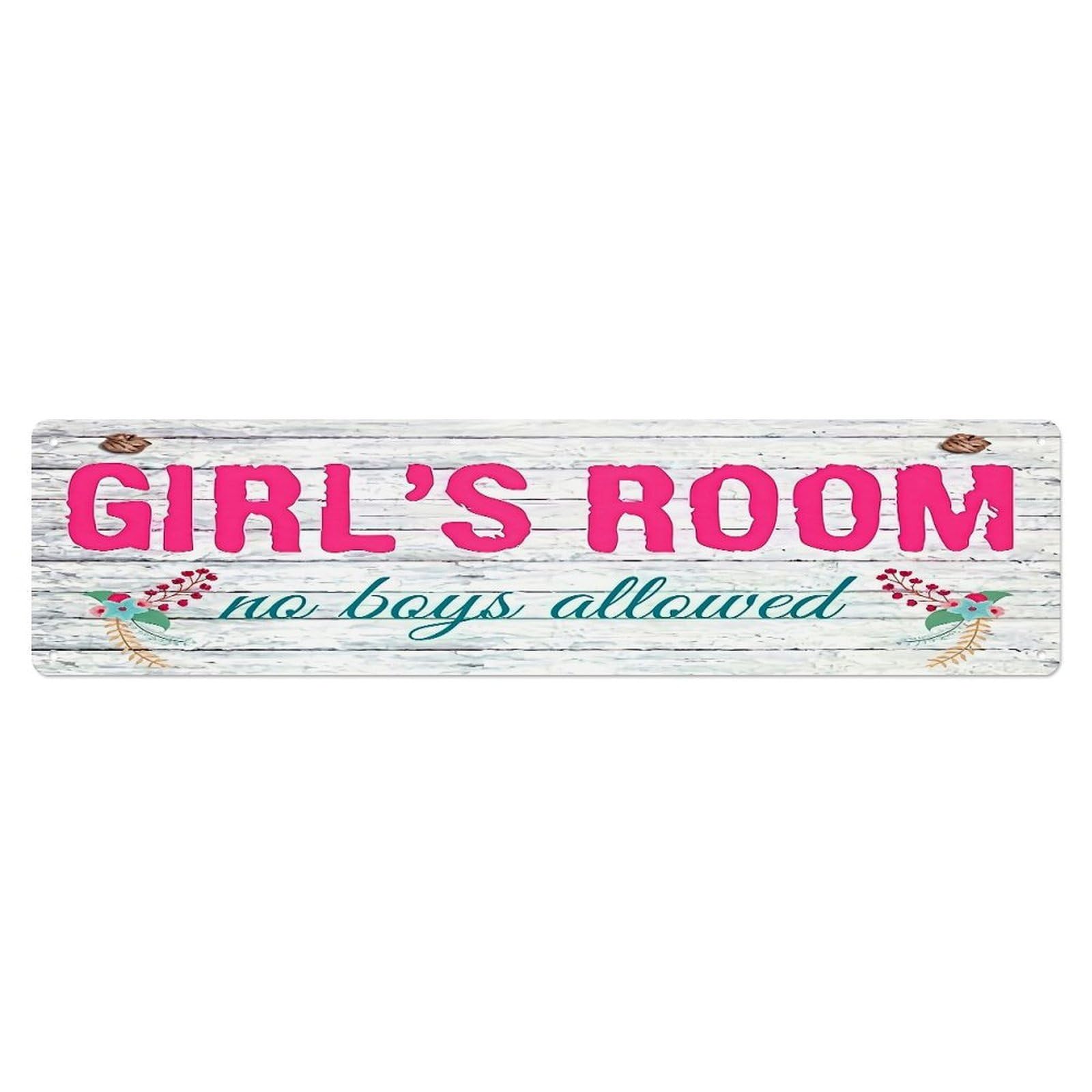 Girl's Room No Boys Allowed Metal Tin Sign Plaque