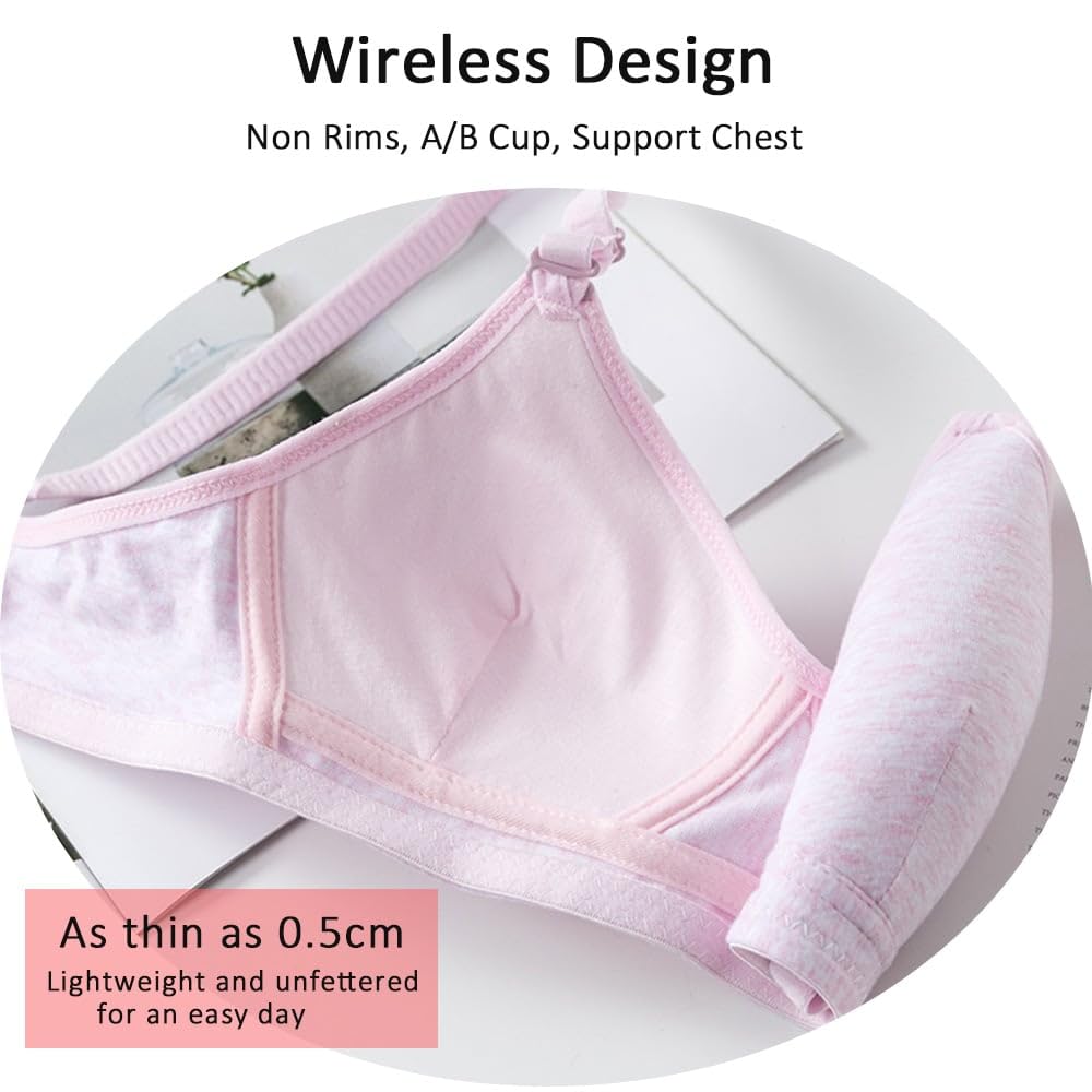 Bysion Reggiseni per Ragazze Adolescenti 3 Pezzi Cotone Traspirante Senza Cuciture Sportivo Intimo Reggiseno Bralette per Bambine per 12-18 Anni Bambini e Donne